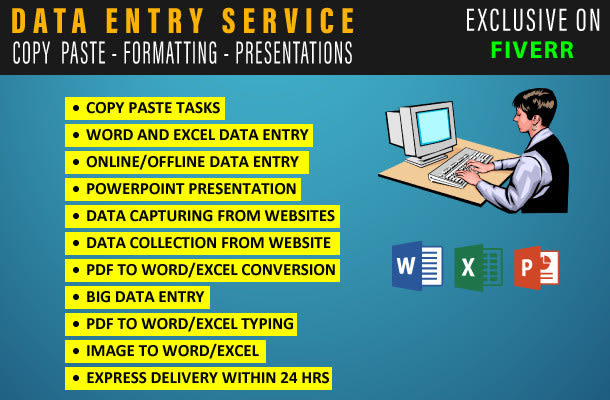 do excel data entry, copy paste, typing, data entry