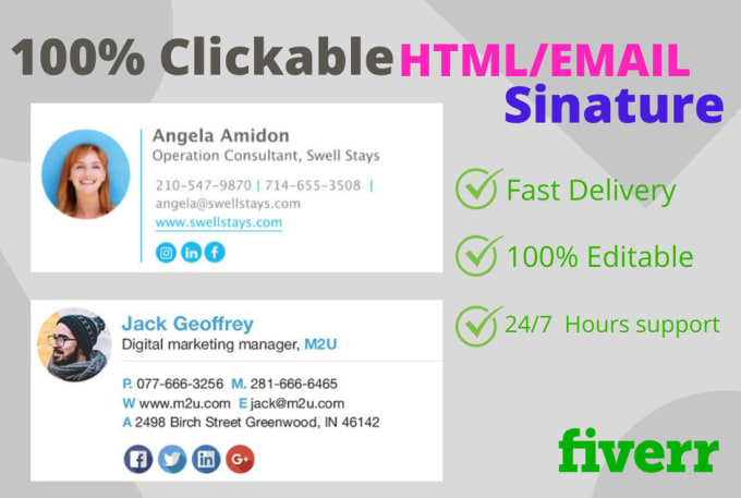 Create clickable email signature,html signature by Shajibprodhan | Fiverr