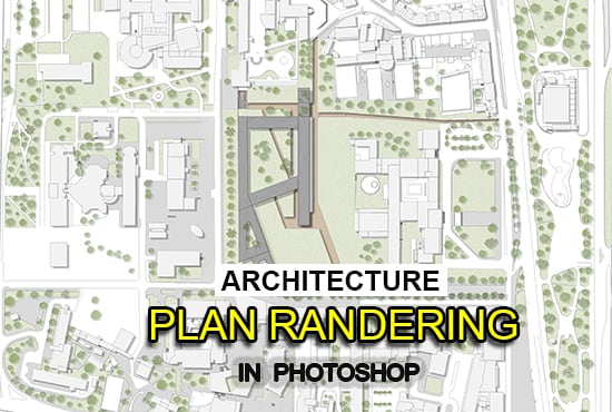 render 2d architecture plan in adobe photoshop