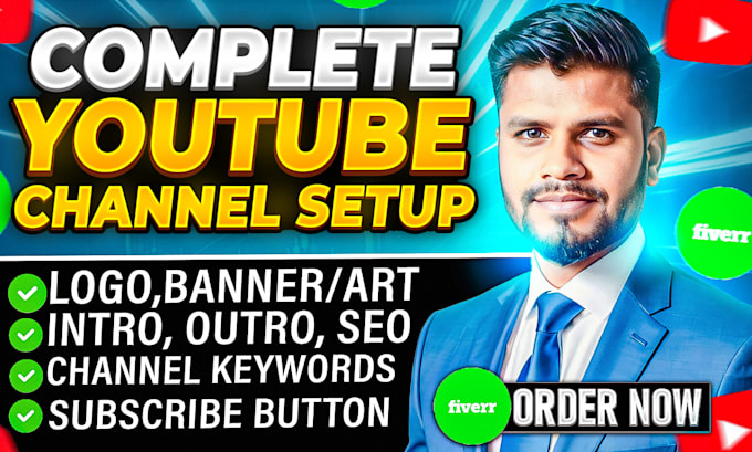 create and setup youtube channel with logo, banner, intro and outro