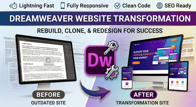 edit remake redesign your website with dreamweaver into completely change look