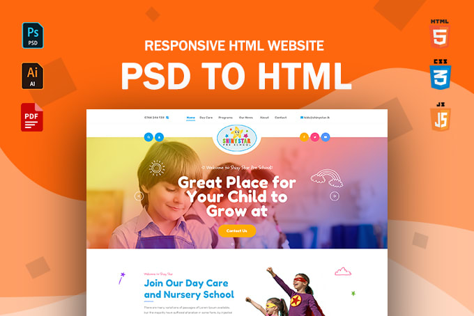 convert PSD, ai, PDF or image to HTML CSS bootstrap website
