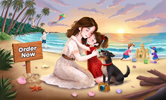 create professional hand drawn childrens book illustrations