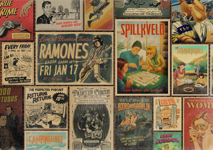 make a poster design in a retro vintage style