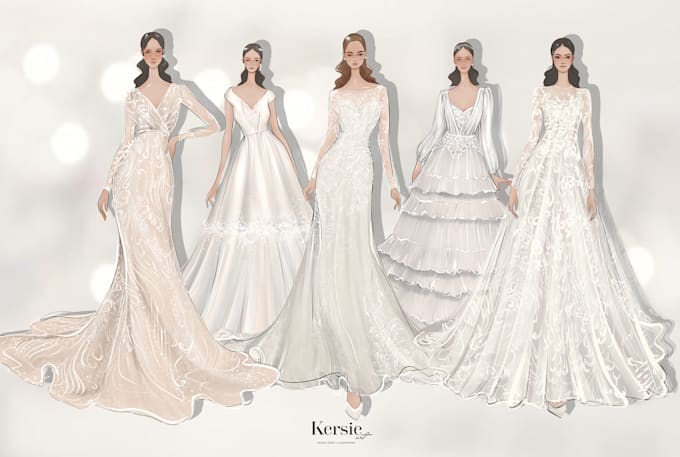 Draw a wedding fashion illustration by Kersie_art | Fiverr