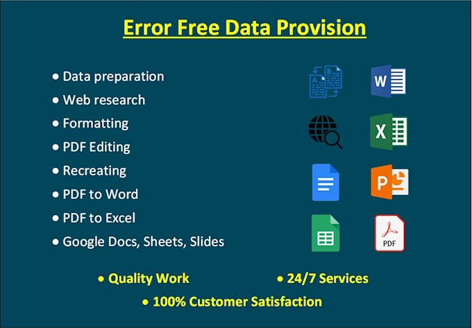 do data prepration, pdf to word, excel, ppt and csv format