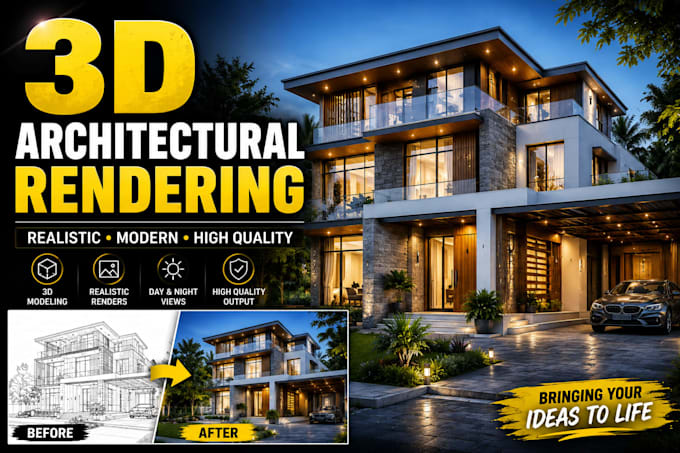 create realistic 3d architectural rendering or visualization