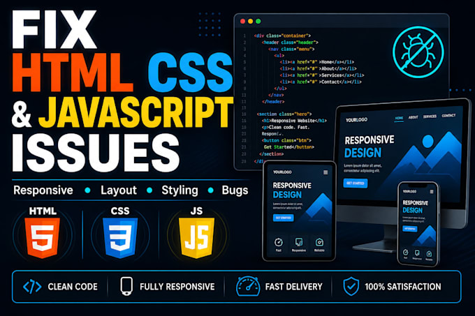 fix HTML, CSS, javascript and bootstrap issues