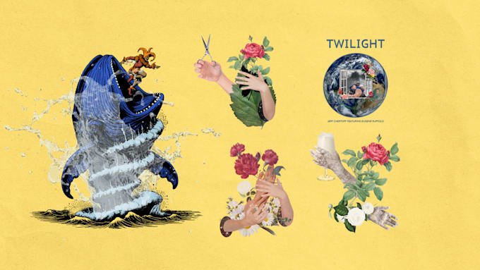 do unique collage art for cover book or album cover design
