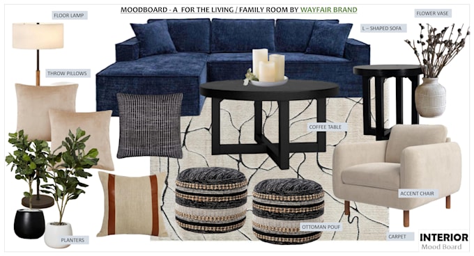 design your interiors with the mood boards and shopping list