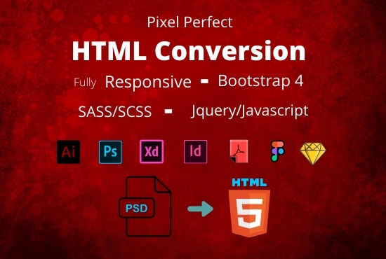 convert psd to html responsive bootstrap