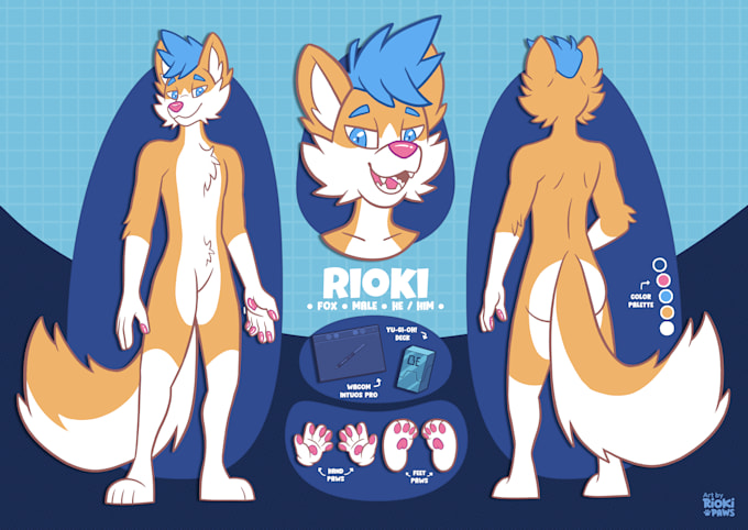 draw a reference sheet for your furry character