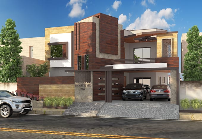 create 3d front elevation in 3ds max