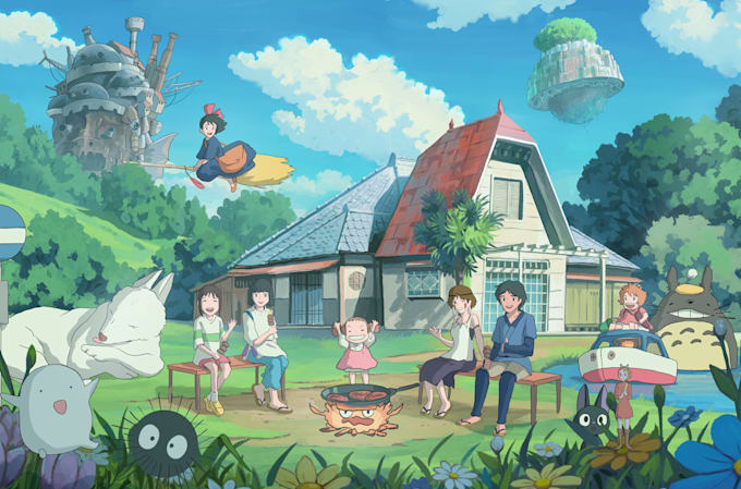 draw cute cartoon illustrations, lofi art, anime, background, wedding, fairytail