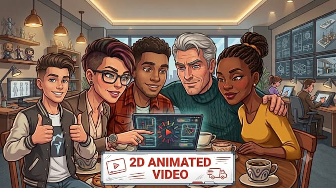 create 2d animation explainer video and character animation