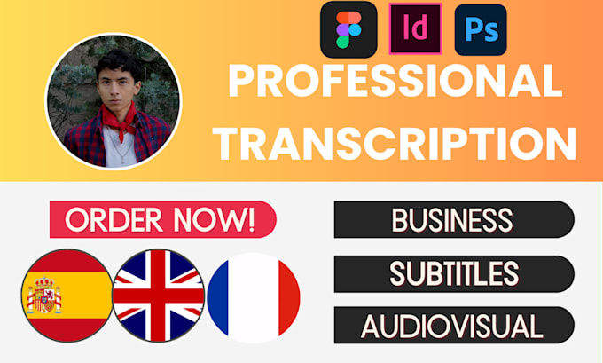 deliver english, spanish and french transcription for you