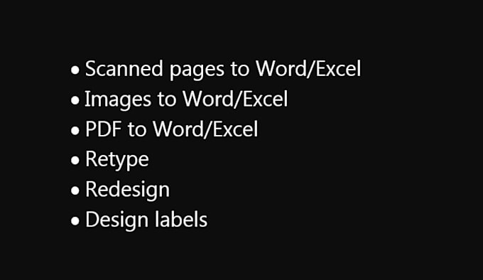 retype, design labels and convert PDF to word,excel