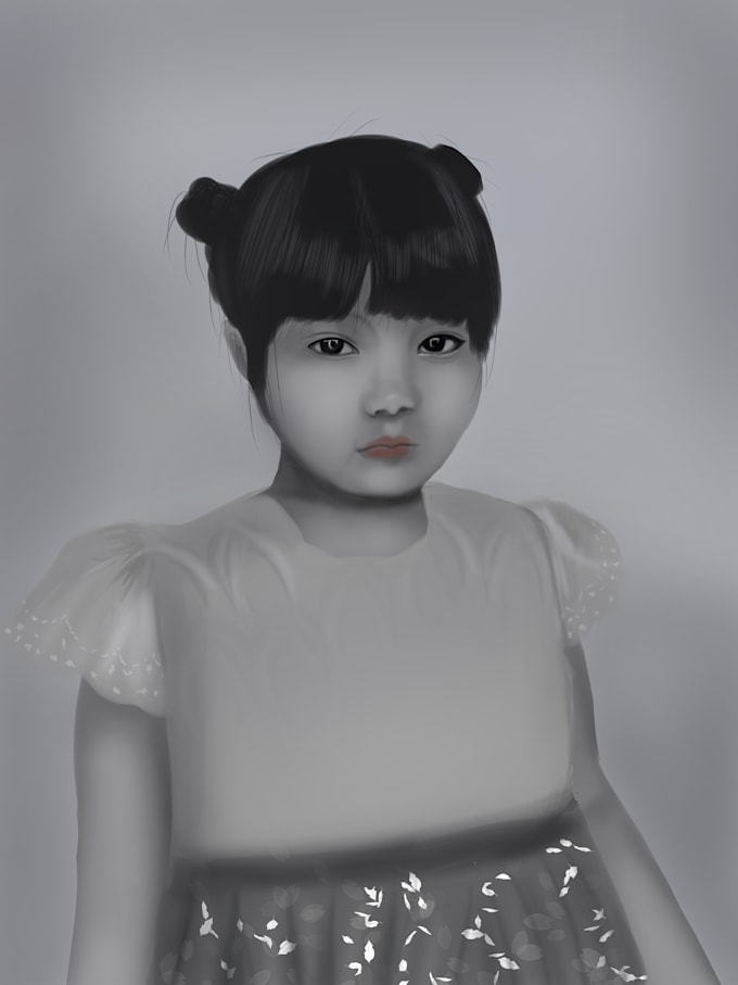 paint your portrait picture digitally in grayscale