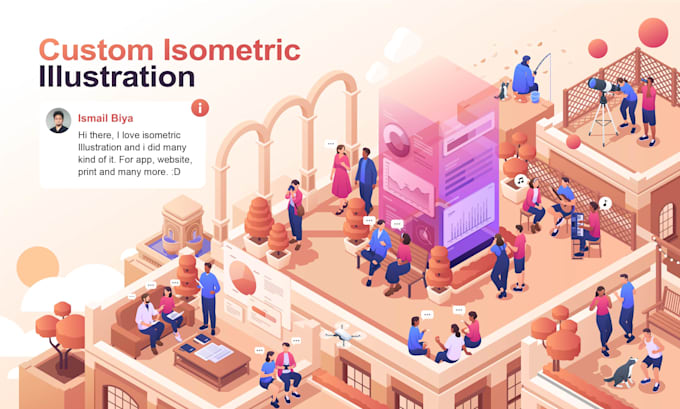 create custom isometric flat design illustration