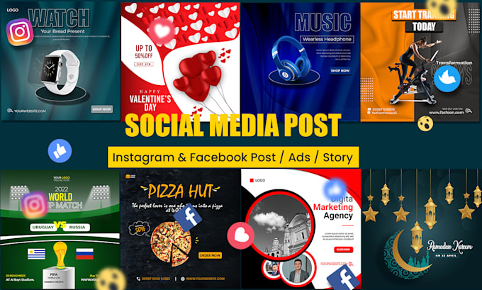 design attractive social media post facebook instagram linkedin carousel ads