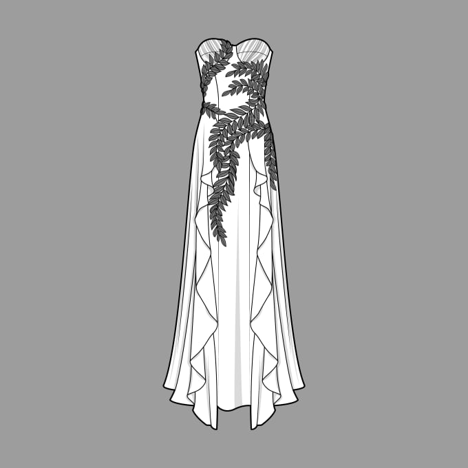 Vector Summer V Neck Dress Fashion Cad Woman Midi Dress With Smocked Waist  Technical Drawing Template Flat Sketch Stock Illustration - Download Image  Now - iStock