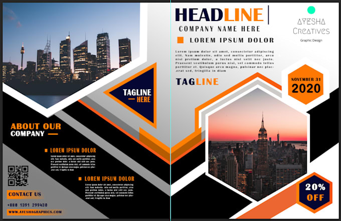 design corporate brochure trifold, leaflet, flyer and catalog