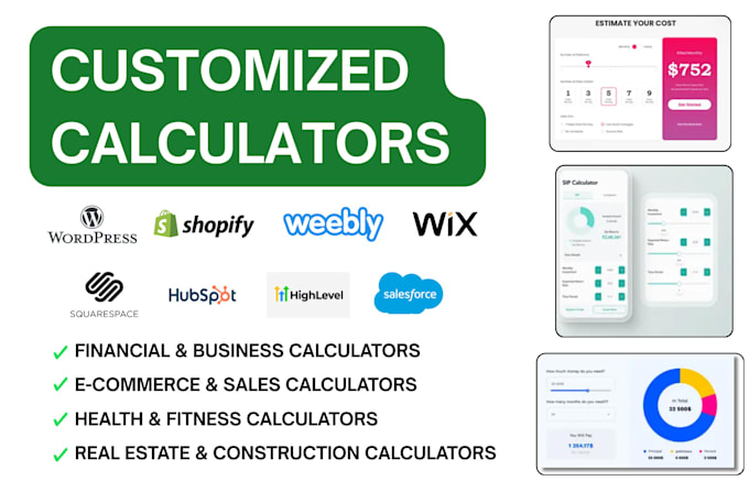 create customized calculators for wordpress, squarespace, wix