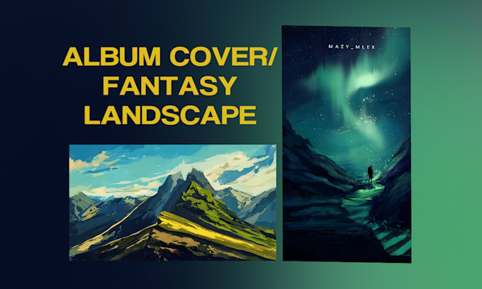 paint aesthetic fantasy music album cover or landscape art