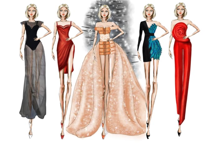 Haute couture fashion online illustrations