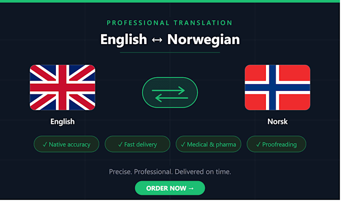 translate medical, health related content between norsk and english language