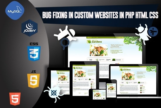 Fix custom responsive website and fix bugs in php html css website by ...