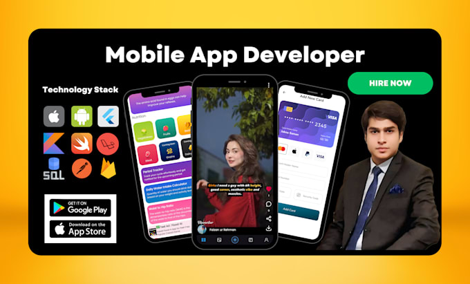 develop native android and ios app with kotlin swift or flutter