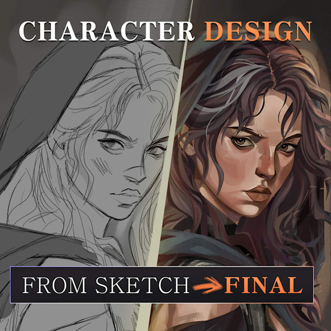 draw semi realistic character art, oc, and illustrations