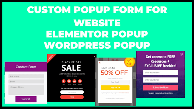 create wordpress elementor popup form, newsletter subscribe or fix contact form