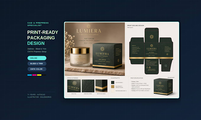 create print ready packaging and dtp file setup, dieline