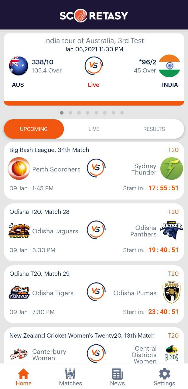 develop cricket live score app