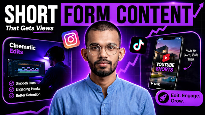 edit engaging short form videos for reels tiktok and youtube shorts