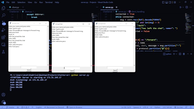 Create a chat or game app using sockets in python or js by Anshdixit03 ...
