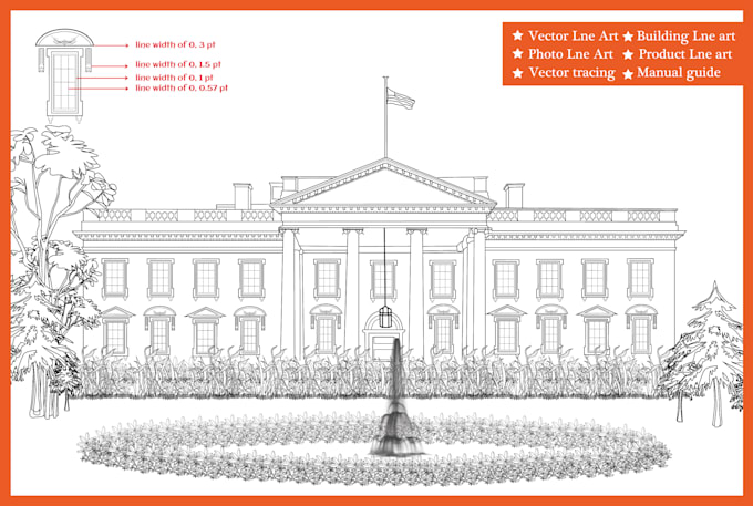 draw a detailed building line art, ancient, architecture etc