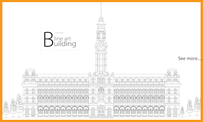 draw detailed architectural line art of any building or house