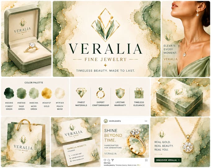 design a luxury logo and complete brand identity kit with brand guideline