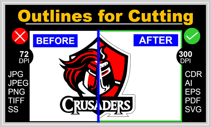 create outlines and die cut for logo, stickers, illustrations, etc