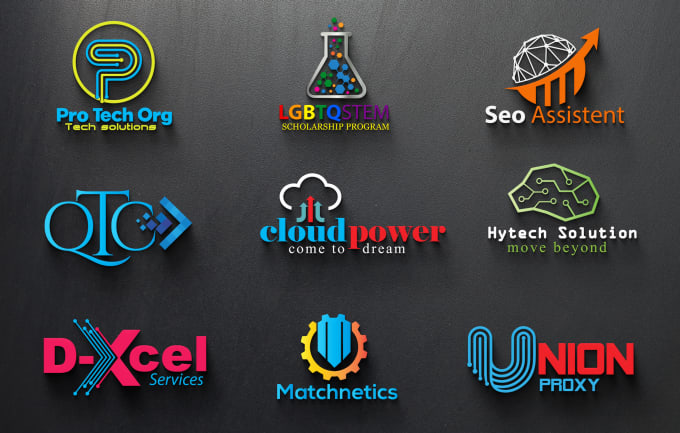Design Tech Crypto Security And Technology And Business Logo With 3D Mockups