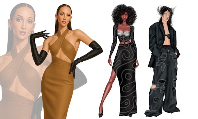 draw fashion illustrations, sketches and design collections