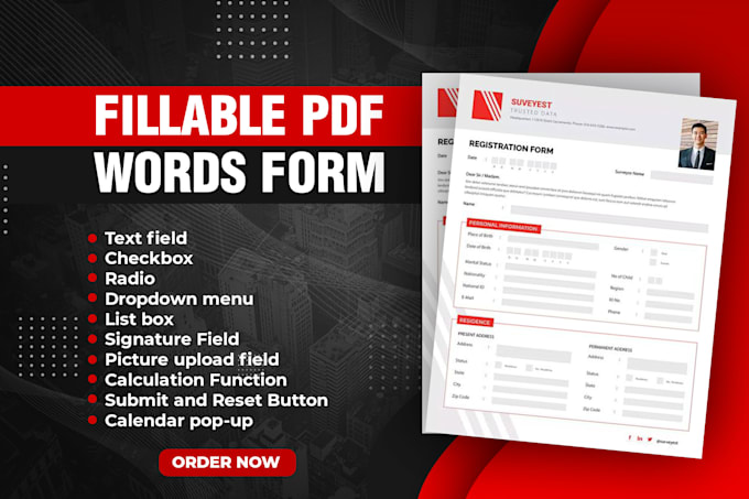 design fillable PDF and ms word form