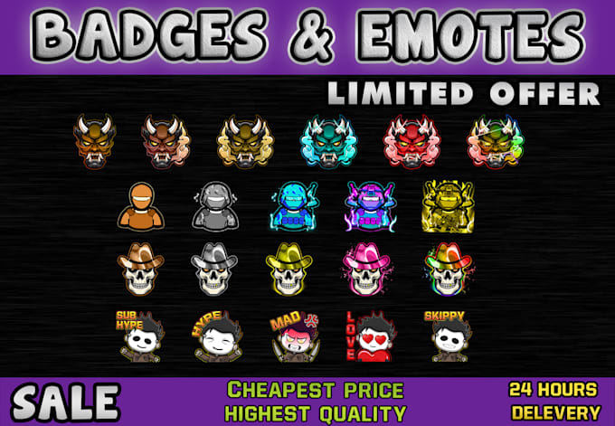 create custom twitch sub badges, twitch sub emotes, bit badges