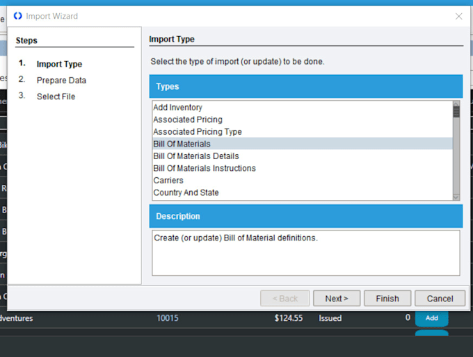 write import files for fishbowl inventory software