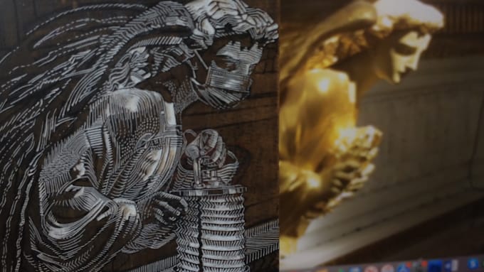 etching style cnc laser cut design in vector