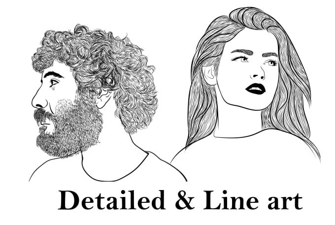 Hot Deals! I will draw black and white detailed vector line art sketch illustration