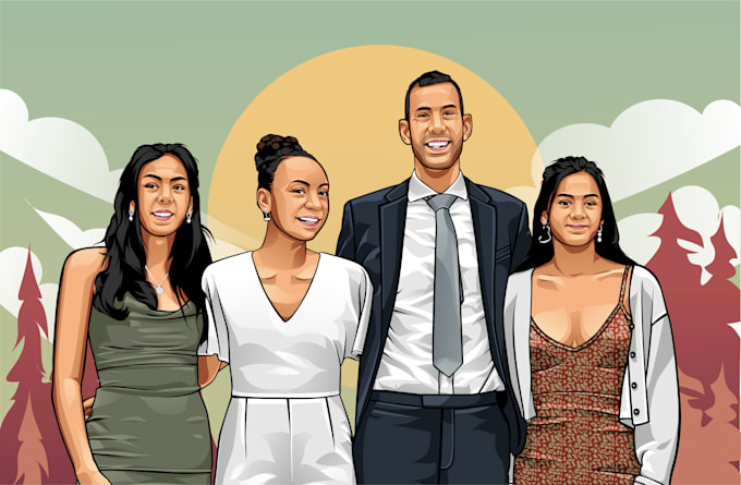 draw your family into cartoon portrait
